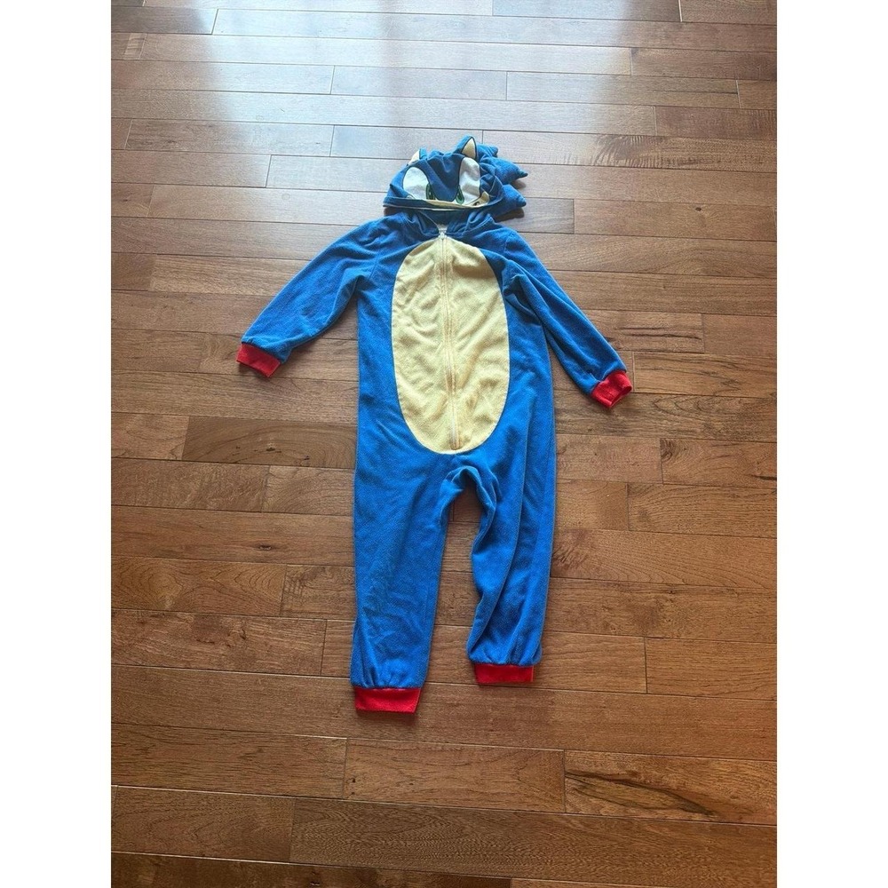 Sonic the Hedgehog Blue Fleece Hooded Costume Pajamas XS 4/5